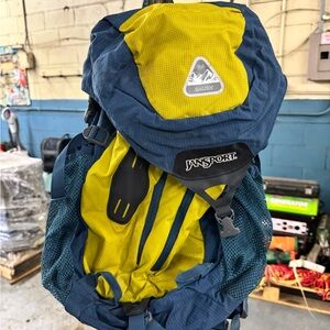 JanSport Salish 34 Blue and Yellow Backpacker Backpack